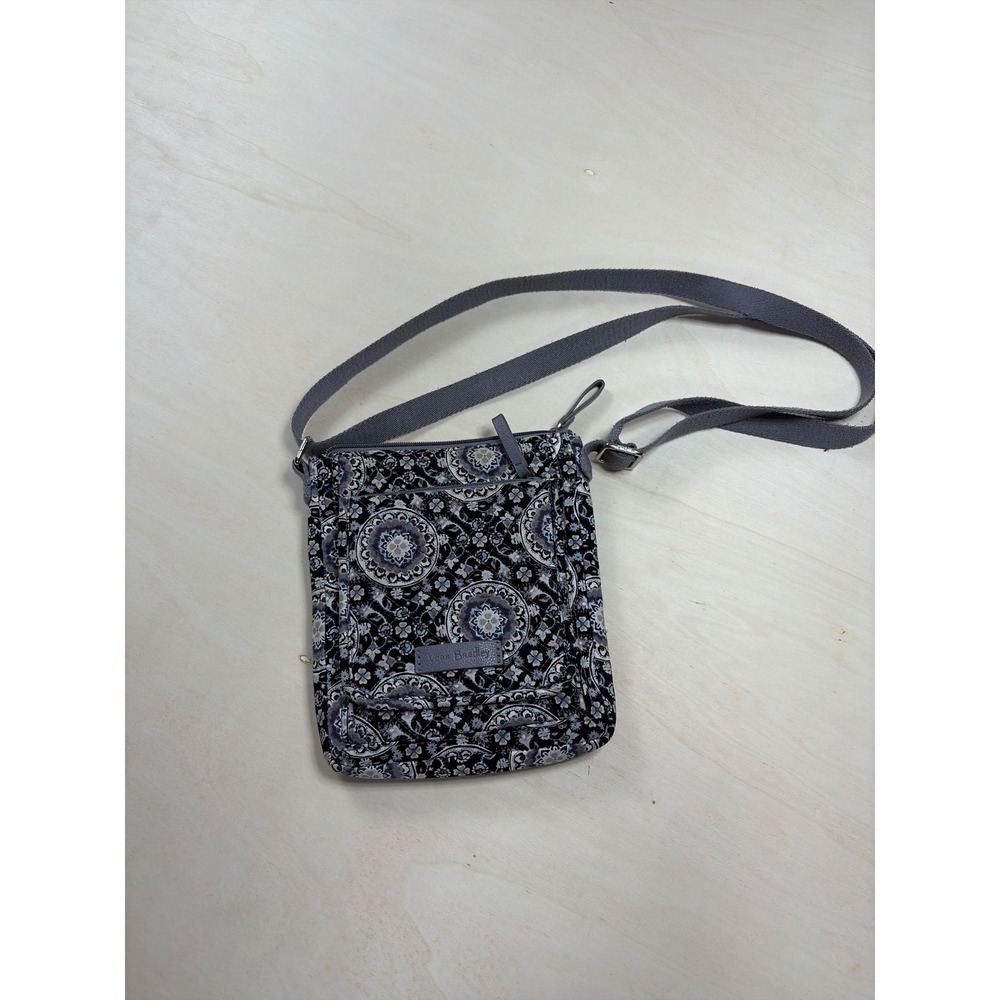 Vera Bradley Night and Day Quilted Cotton Mini Hipster Crossbody Bag Grey Black